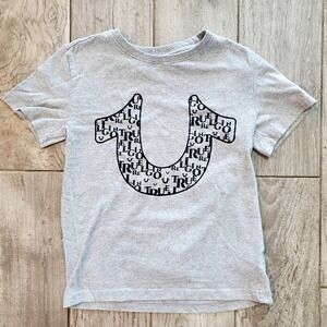 True‎ Religion Child Size Small (8) Logo T-Shirt Gray Horseshoe Kids